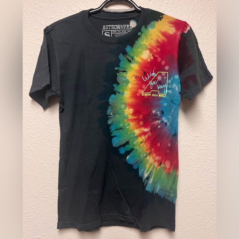 Travis Scott Astroworld Europe 2019 Tour Tee Tye Dye S Wish You Were Here RARE